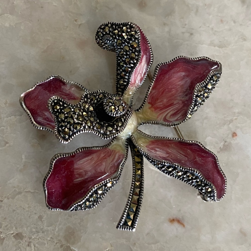 Judith Jack Sterling Silver Flower Brooch